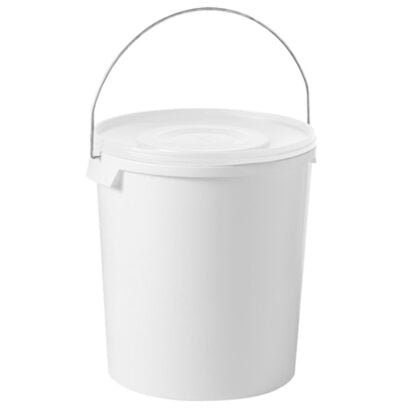 33 Litre White Pail with Metal Handle & Lid